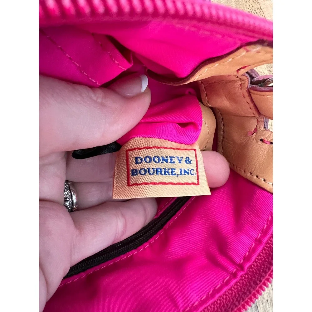 Dooney & Bourke Doodle Print Canvas Small Shoulder Bag Purple Pink Vachetta Trim